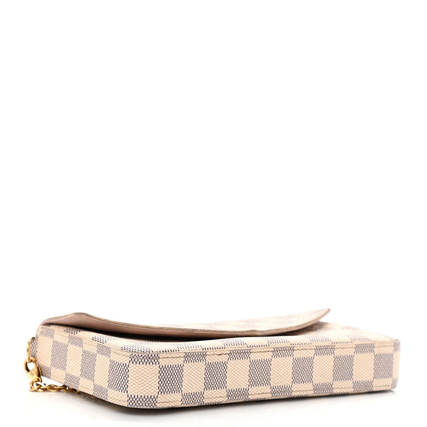 Damier Azur Pochette Felicie Chain Wallet Rose Ballerine