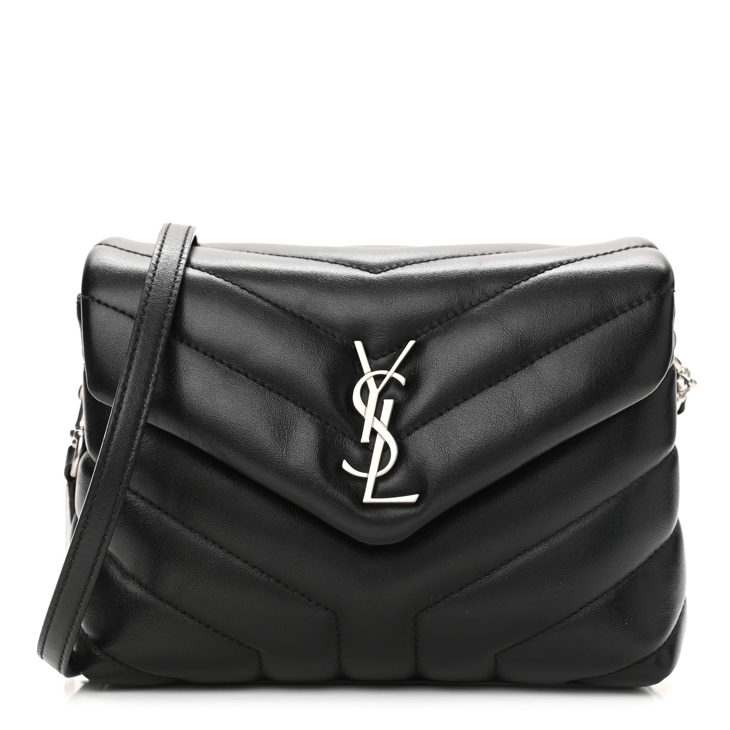 Calfskin Y Quilted Monogram Toy Loulou Crossbody Bag Black