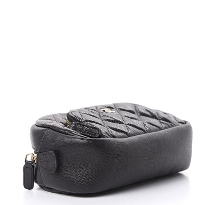 Chanel Caviar Quilted Double Zip Pouch Black 4 of 9