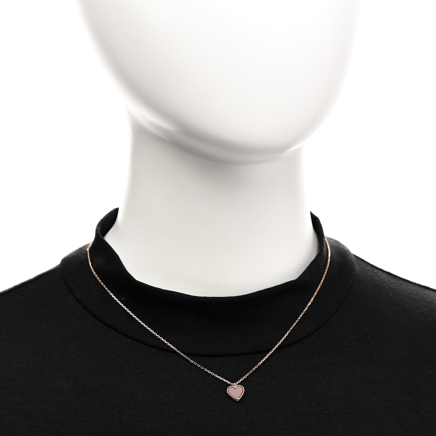 18k Rose Gold Carnelian Sweet Alhambra Heart Pendant Necklace