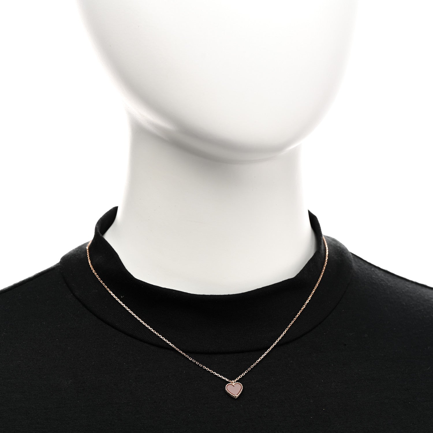 Van Cleef & Arpels 18k Rose Gold Carnelian Sweet Alhambra Heart Pendant Necklace 2 of 6