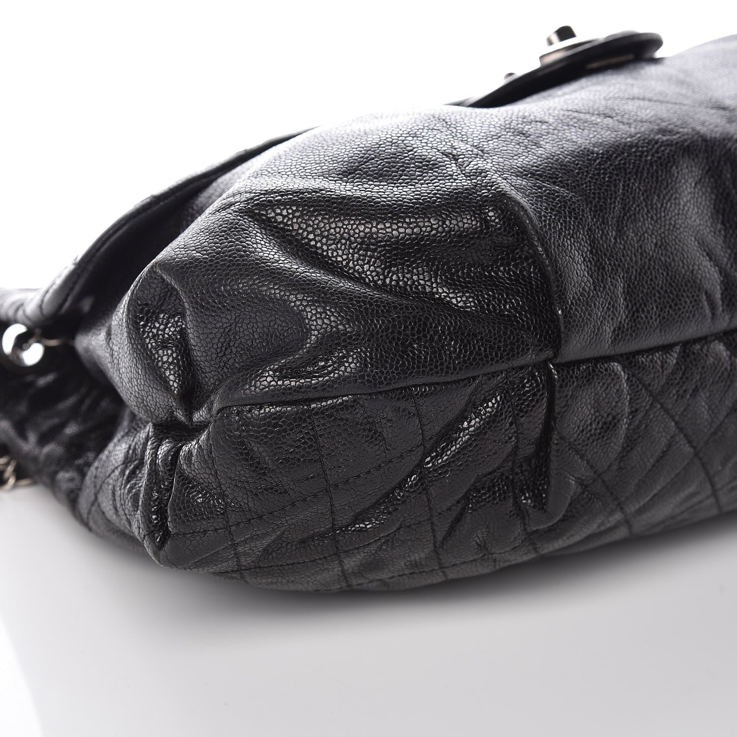 Chanel Crumpled Caviar Quilted Maxi Elastic Flap Black 5 of 8