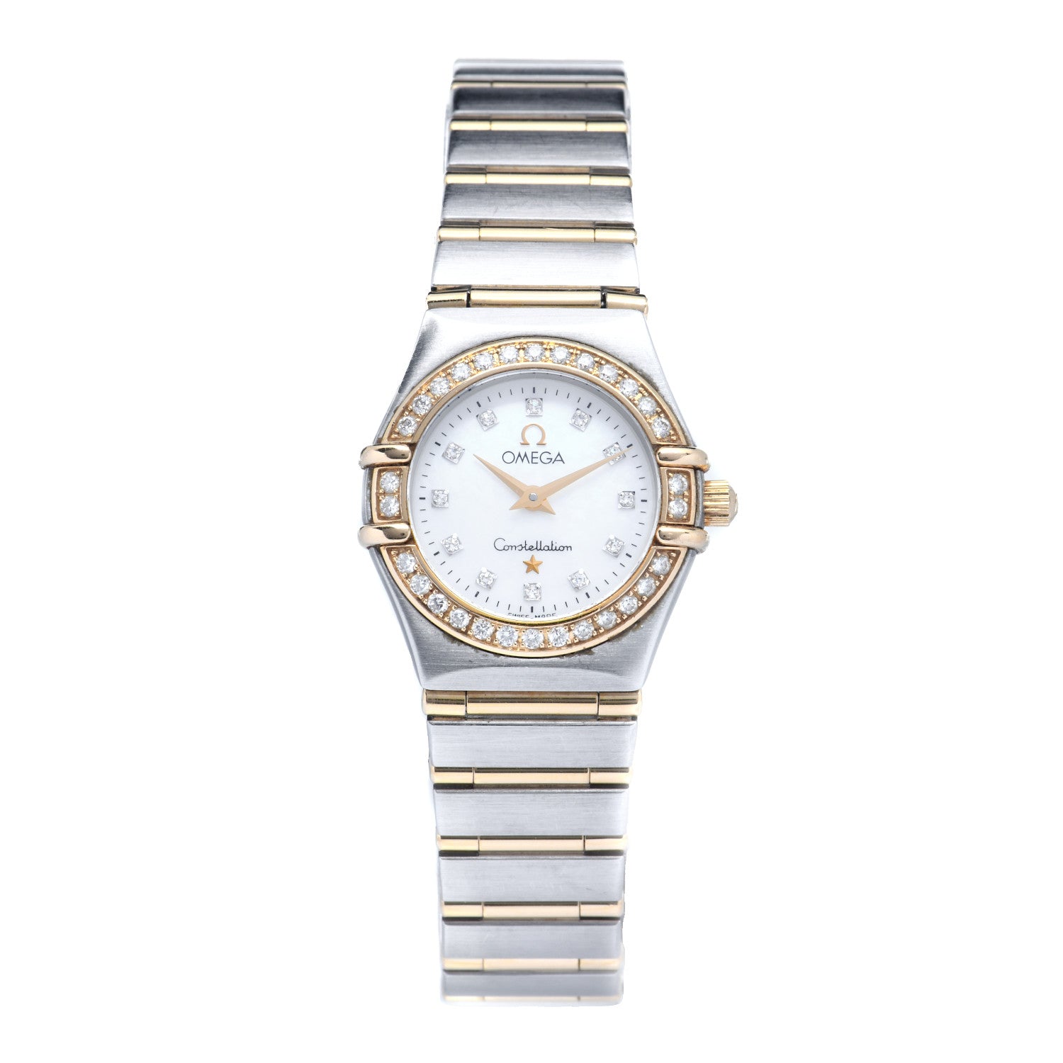 Omega Stainless Steel 18K Yellow Gold Diamond Bezel Mother of Pearl 22mm Constellation Quartz Watch 1267.75.00 1 of 7