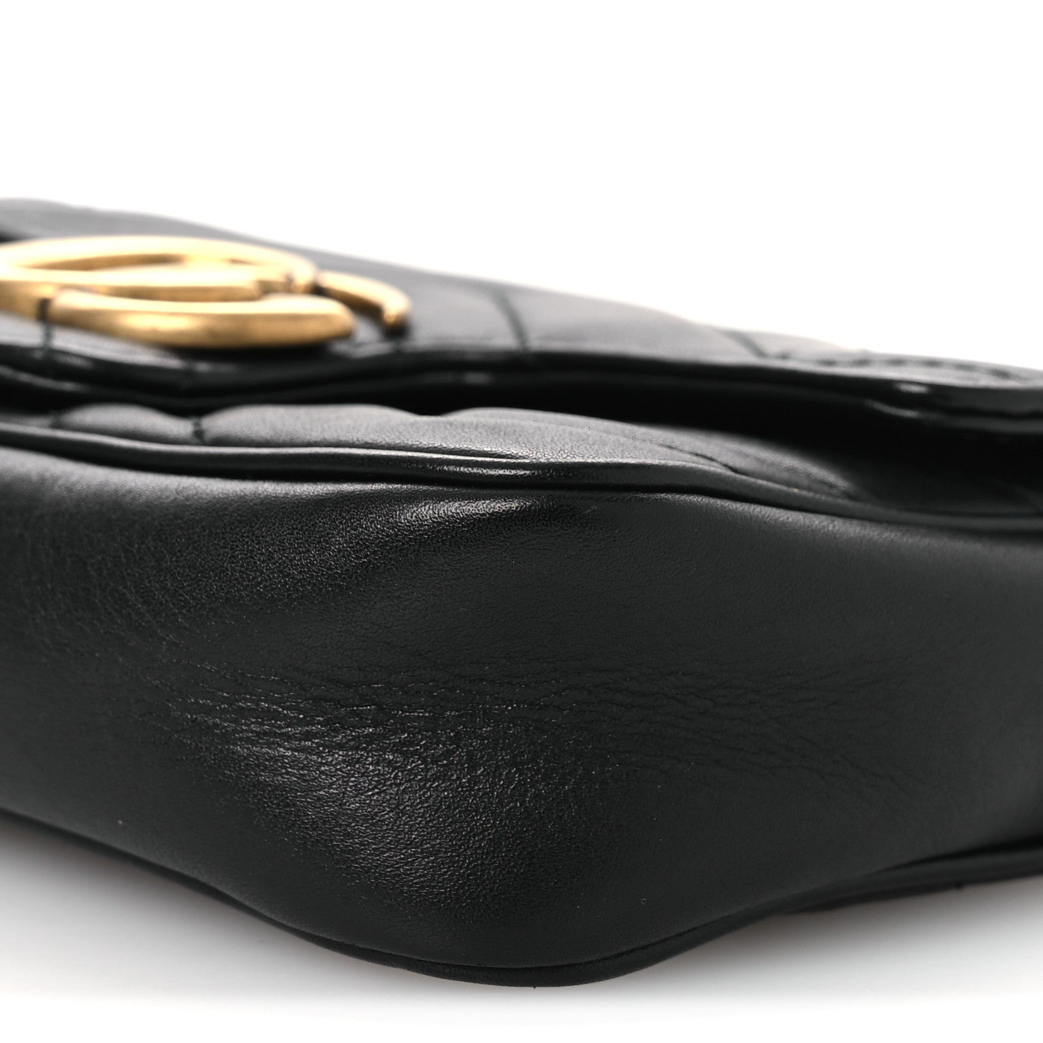 Gucci Calfskin Matelasse Super Mini GG Marmont Shoulder Bag Black 10 of 14
