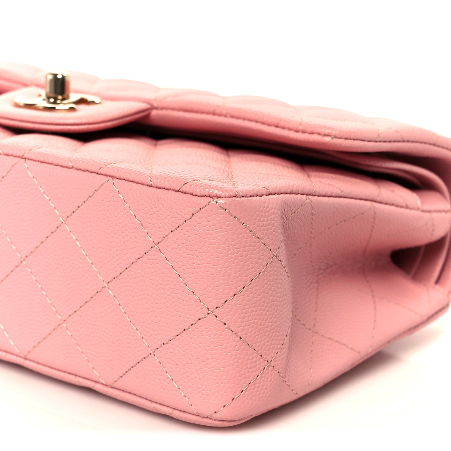 Caviar Quilted Small Double Flap Light Pink