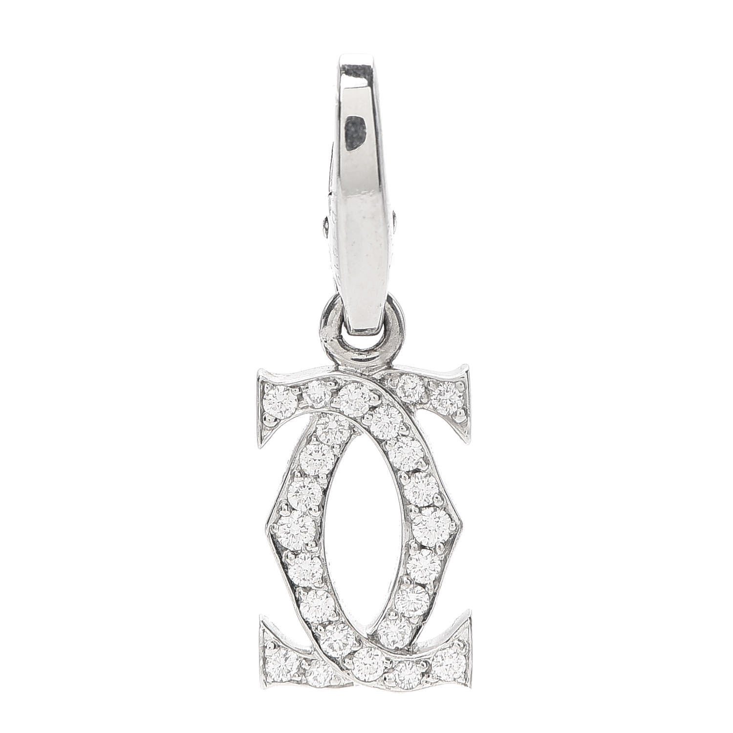 Cartier 18K White Gold Diamond Logo Charm 1 of 5