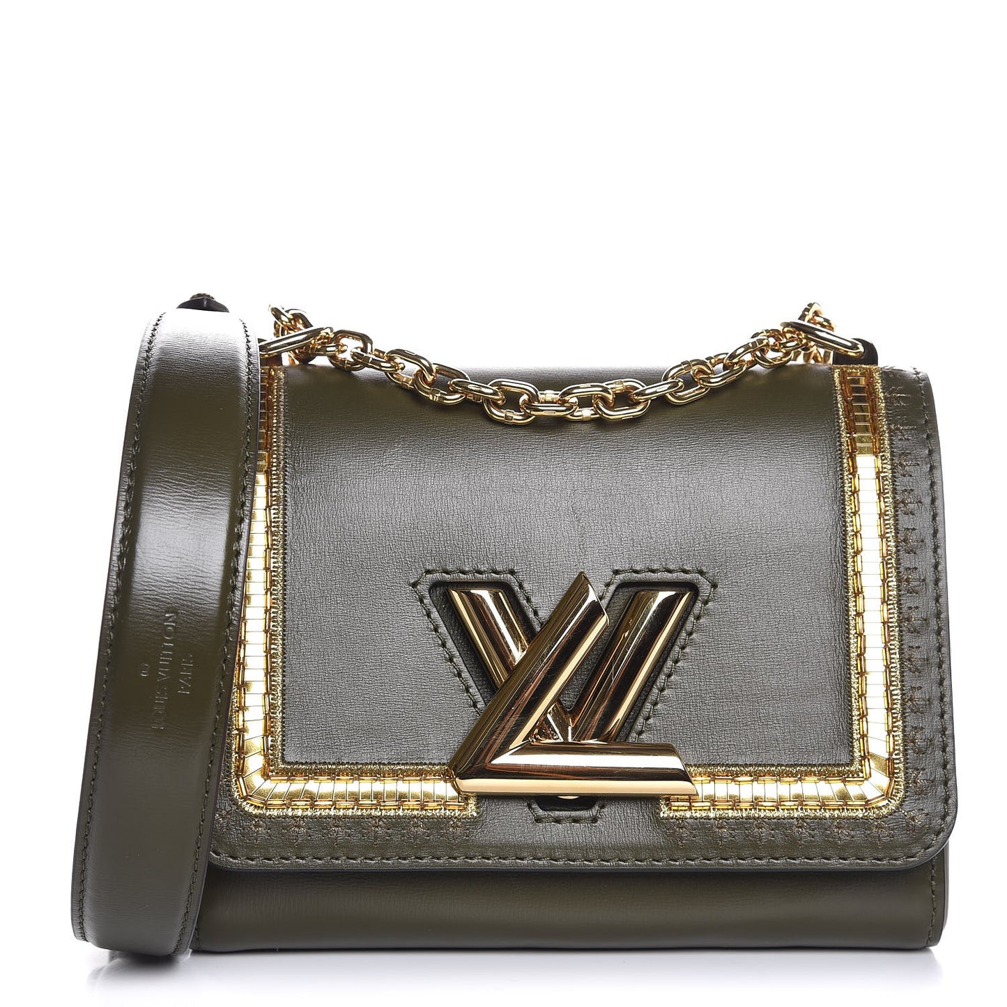 Calfskin Embroidered Twist Shoulder Bag PM Green Gold