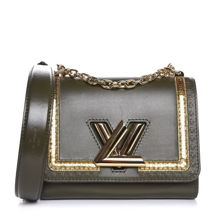 Louis Vuitton Calfskin Embroidered Twist Shoulder Bag PM Green Gold 1 of 12