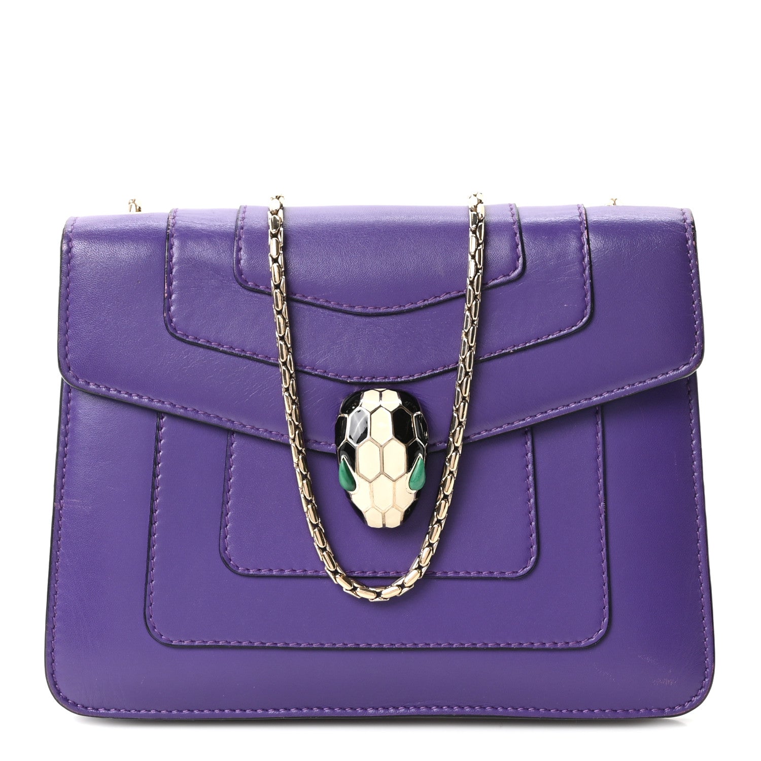 Bulgari Calfskin Small Serpenti Forever Snake Strap Crossbody Bag Amethyst 1 of 11