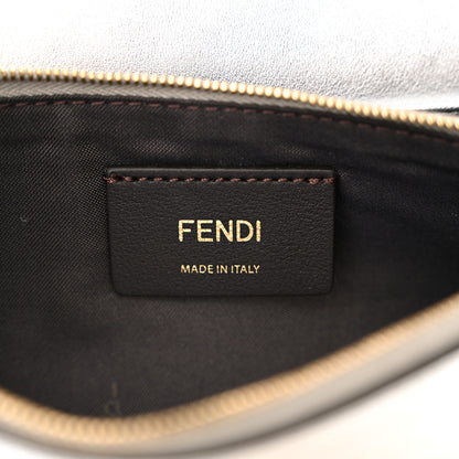 Fendi Vitello Catalan Mirror Logo Embossed Medium Wallet On Chain Argento 7 of 17