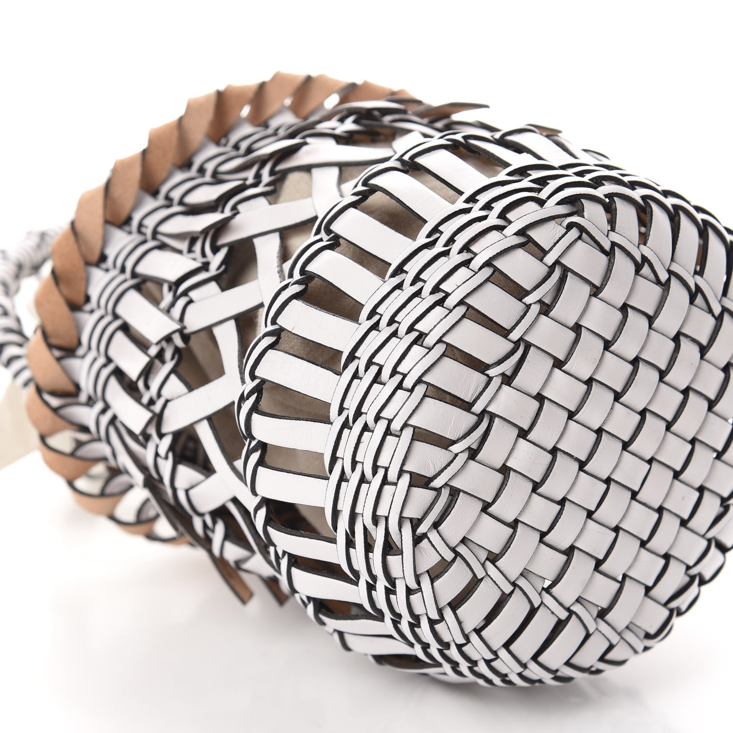 Loewe Calfskin Fringe Woven Bucket Bag White 6 of 8