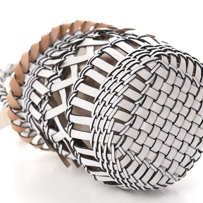 Loewe Calfskin Fringe Woven Bucket Bag White 6 of 8