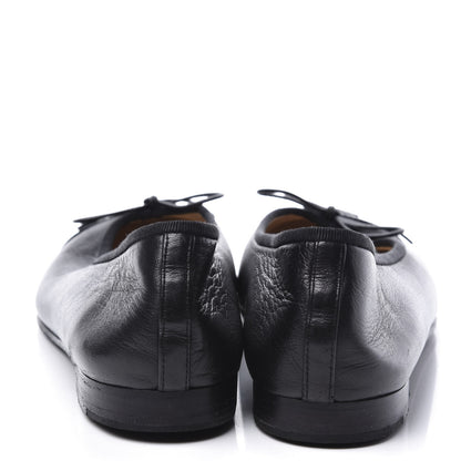 Chanel Lambskin Patent Cap Toe Ballerina Flats 37.5 Black 7 of 10