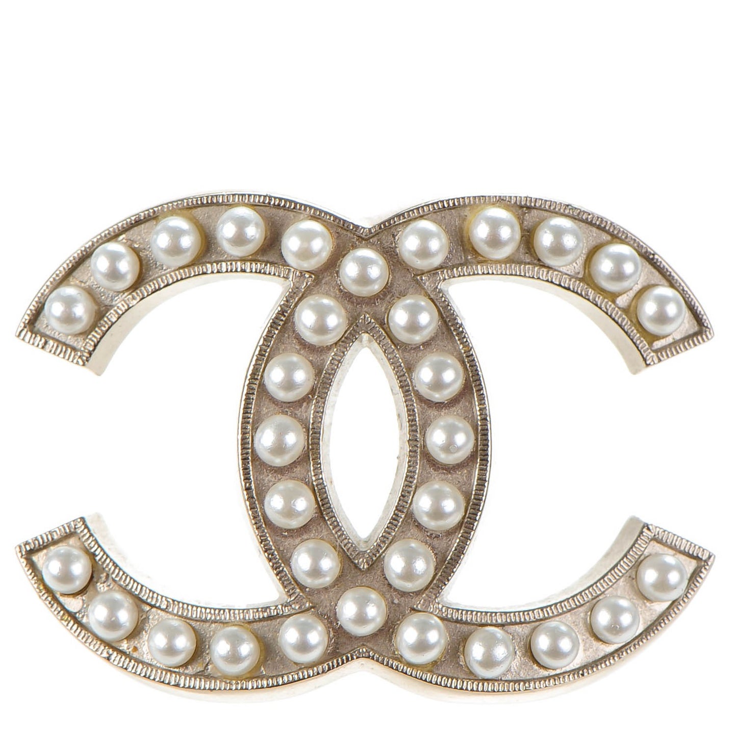 Pearl CC Brooch Pin Silver