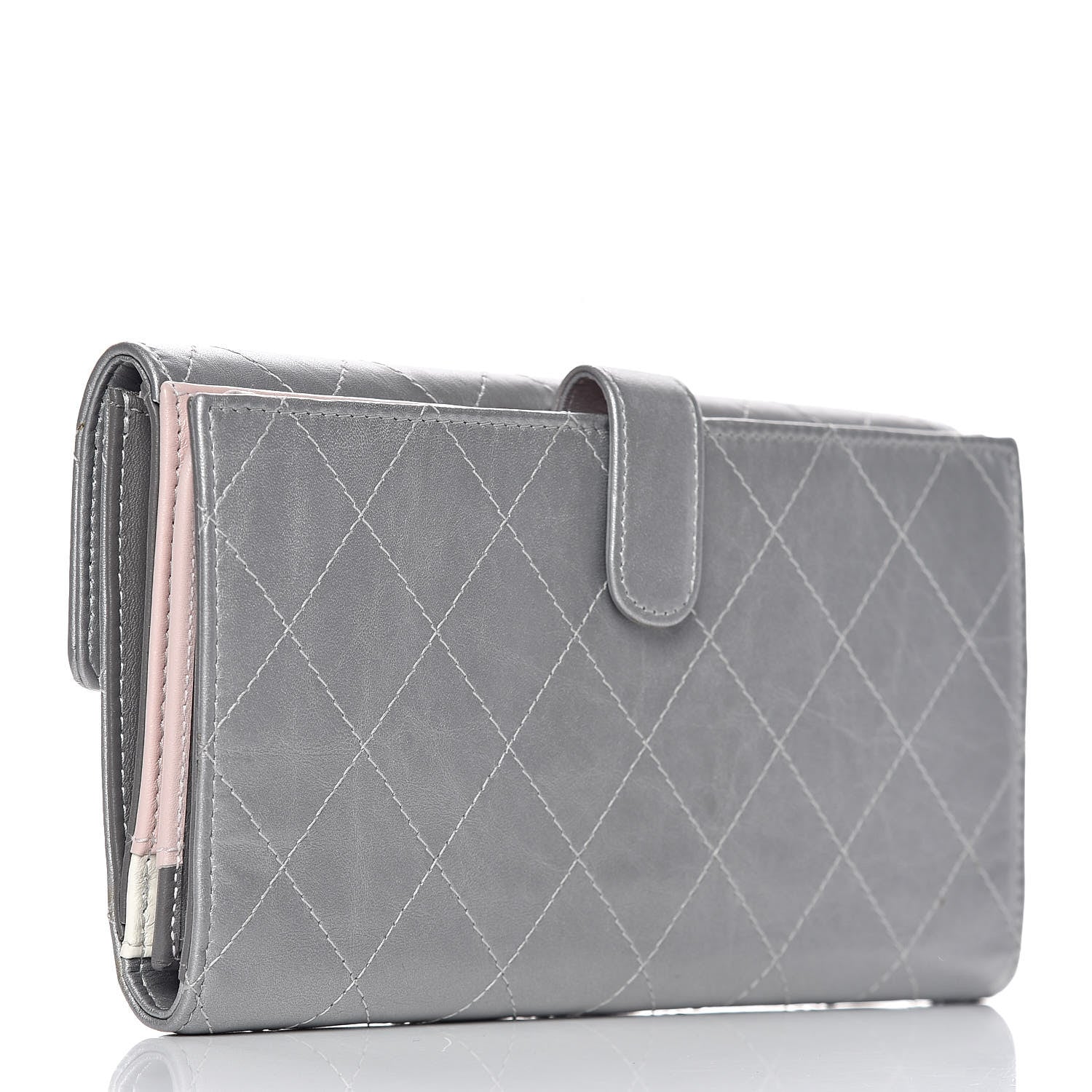 Chanel Aged Metallic Calfskin Large Palette Flap Wallet Silver 3 of 12