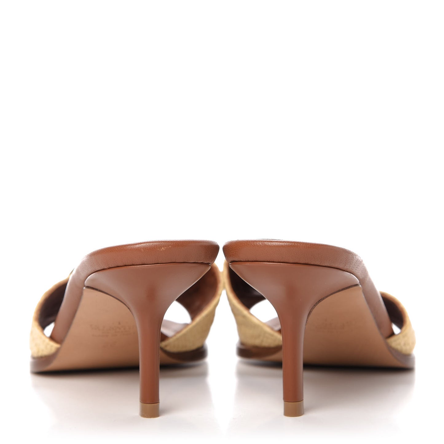 Raffia VLogo 65mm Slide Sandals 36 Natural