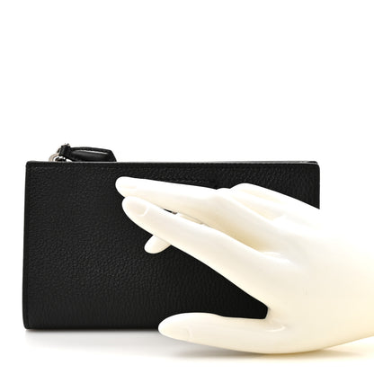 Prada Vitello Daino Triangle Continental Zip Wallet  Black 2 of 7