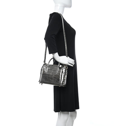 Nancy Gonzalez Metallic Crocodile Mini Cristie Satchel Anthracite 2 of 13