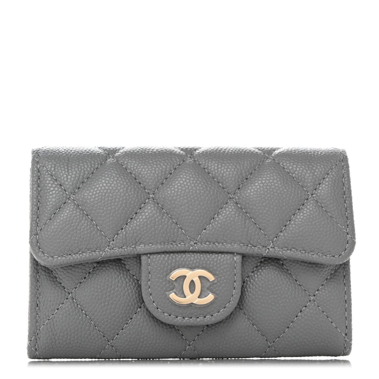 Chanel Caviar Quilted Flap Card Holder Wallet Dark Grey 1 of 9