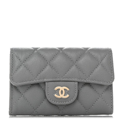 Chanel Caviar Quilted Flap Card Holder Wallet Dark Grey 1 of 9