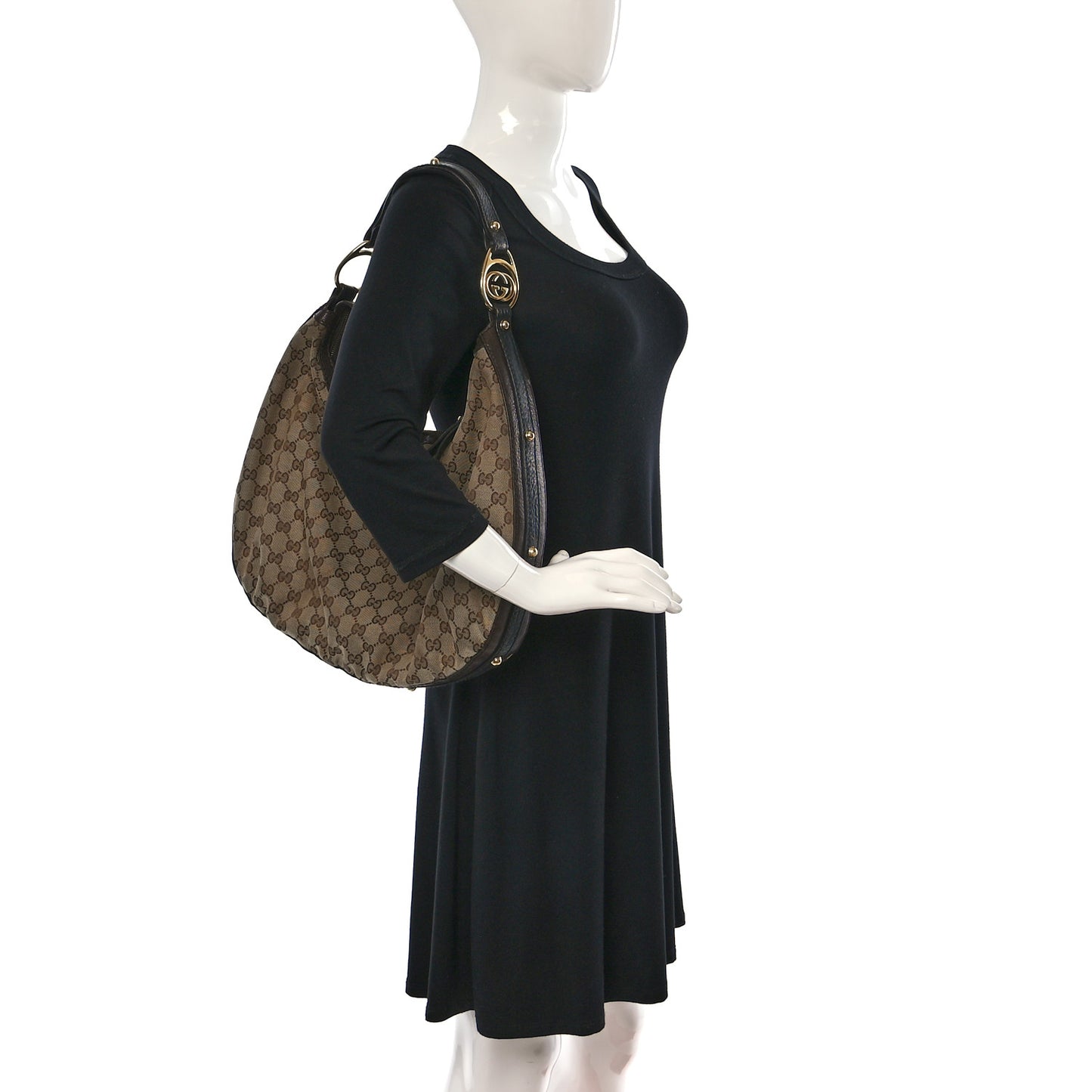 Monogram Medium Interlocking Hobo Dark Brown