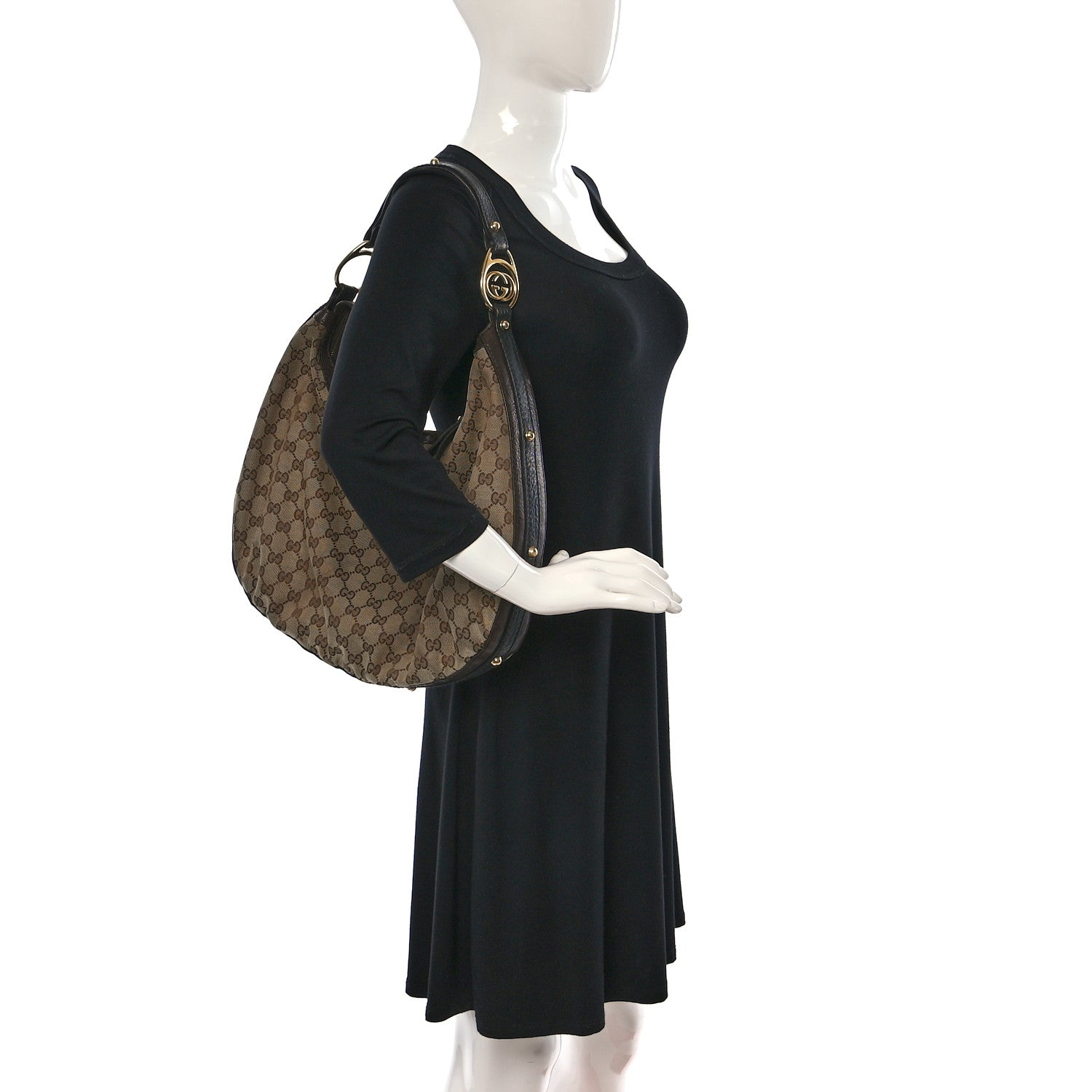 Gucci Monogram Medium Interlocking Hobo Dark Brown 2 of 12