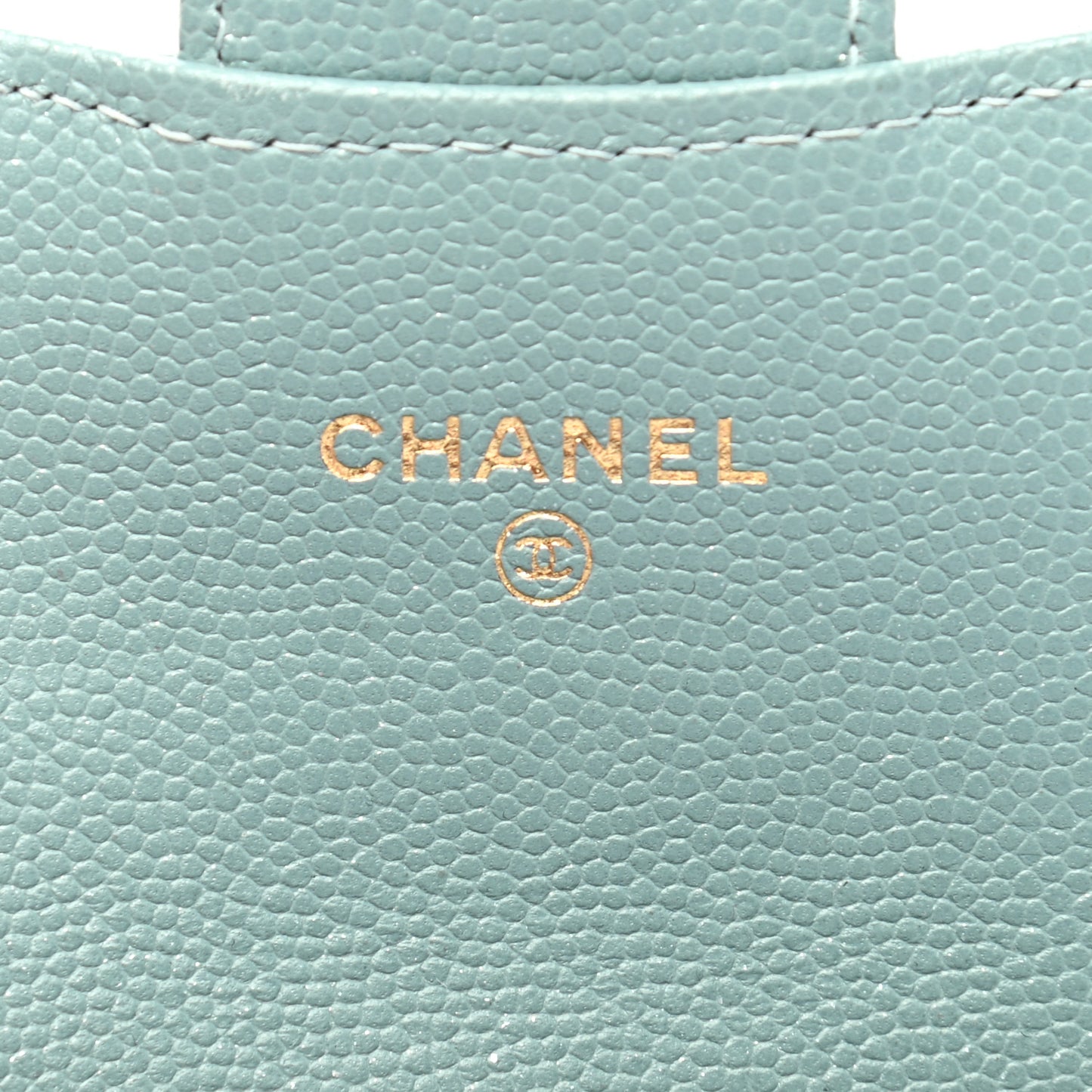 Iridescent Caviar Quilted Flap Card Holder Wallet Light Blue