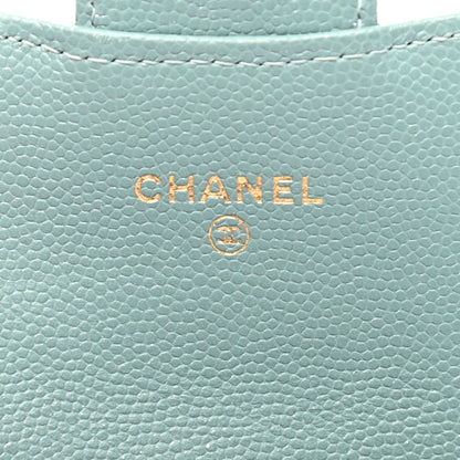 Chanel Iridescent Caviar Quilted Flap Card Holder Wallet Light Blue 12 of 14