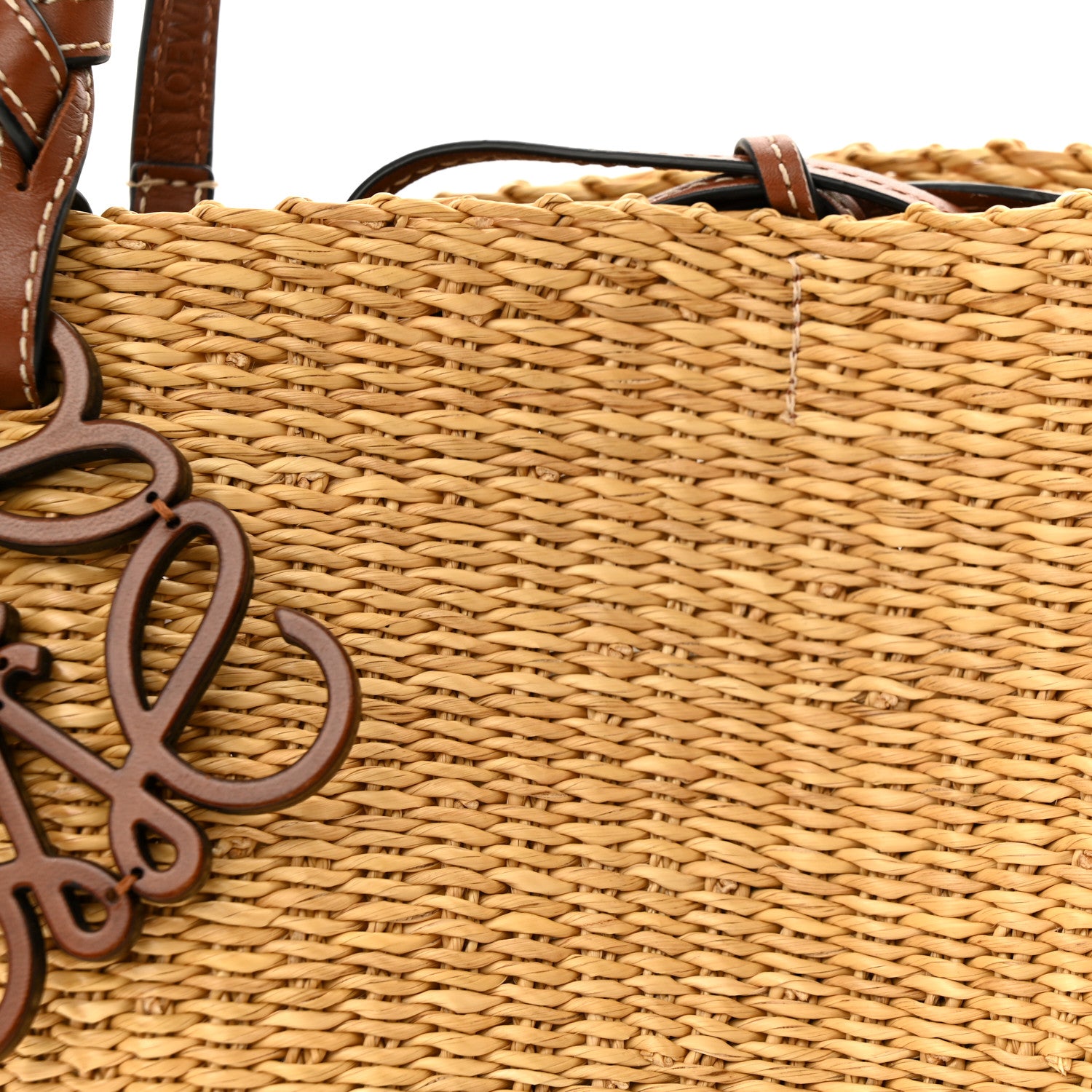 Loewe Raffia Calfskin Shell Basket Tote Natural Beige 7 of 9