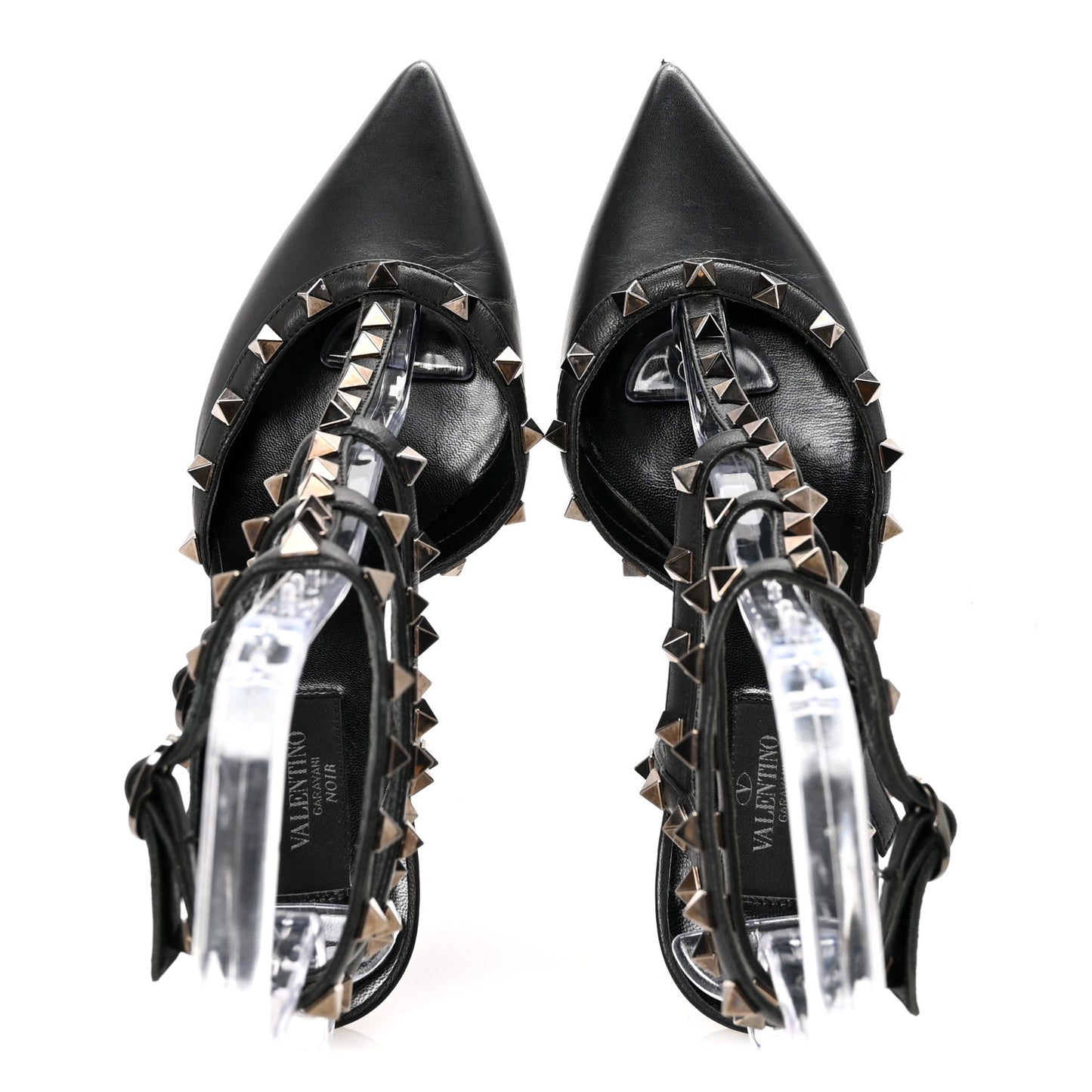 Calfskin Nappa Monochrome Rockstud Ankle Strap 65mm Pumps 37.5 Black