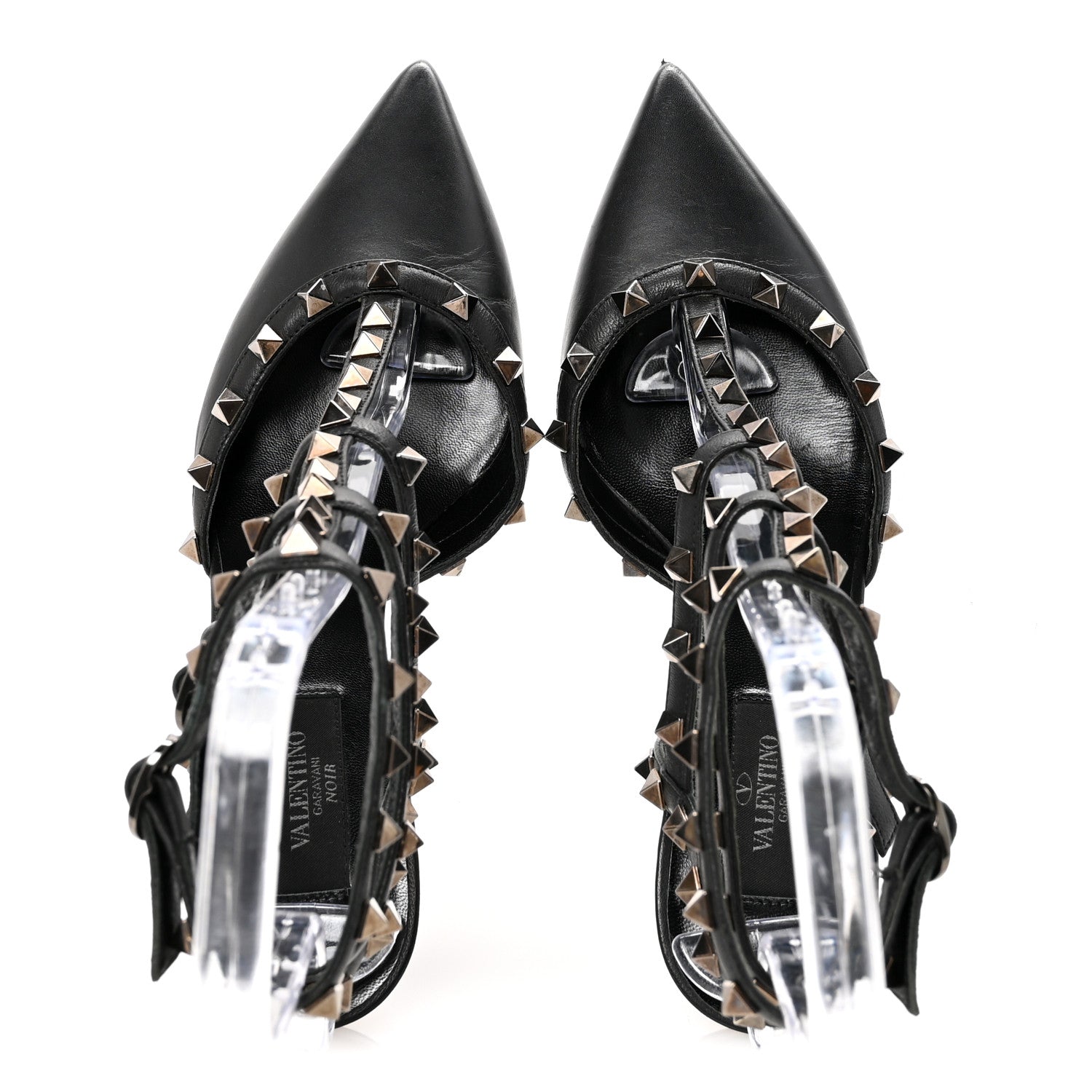 Valentino Garavani Calfskin Nappa Monochrome Rockstud Ankle Strap 65mm Pumps 37.5 Black 2 of 8