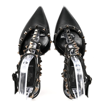 Valentino Garavani Calfskin Nappa Monochrome Rockstud Ankle Strap 65mm Pumps 37.5 Black 2 of 8