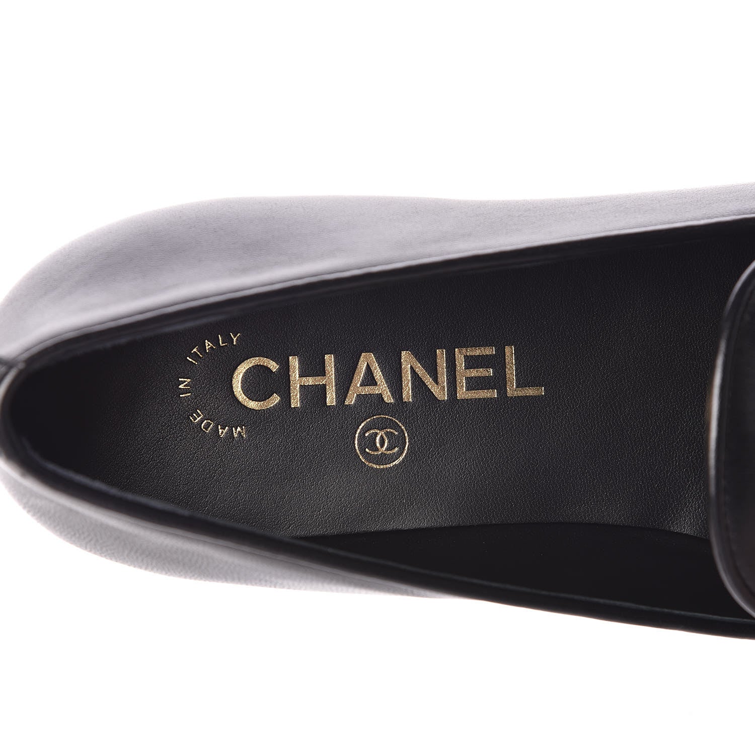 Chanel Enamel Pearl Crystal Lambskin CC Mocassin Loafers 38 Black 7 of 8