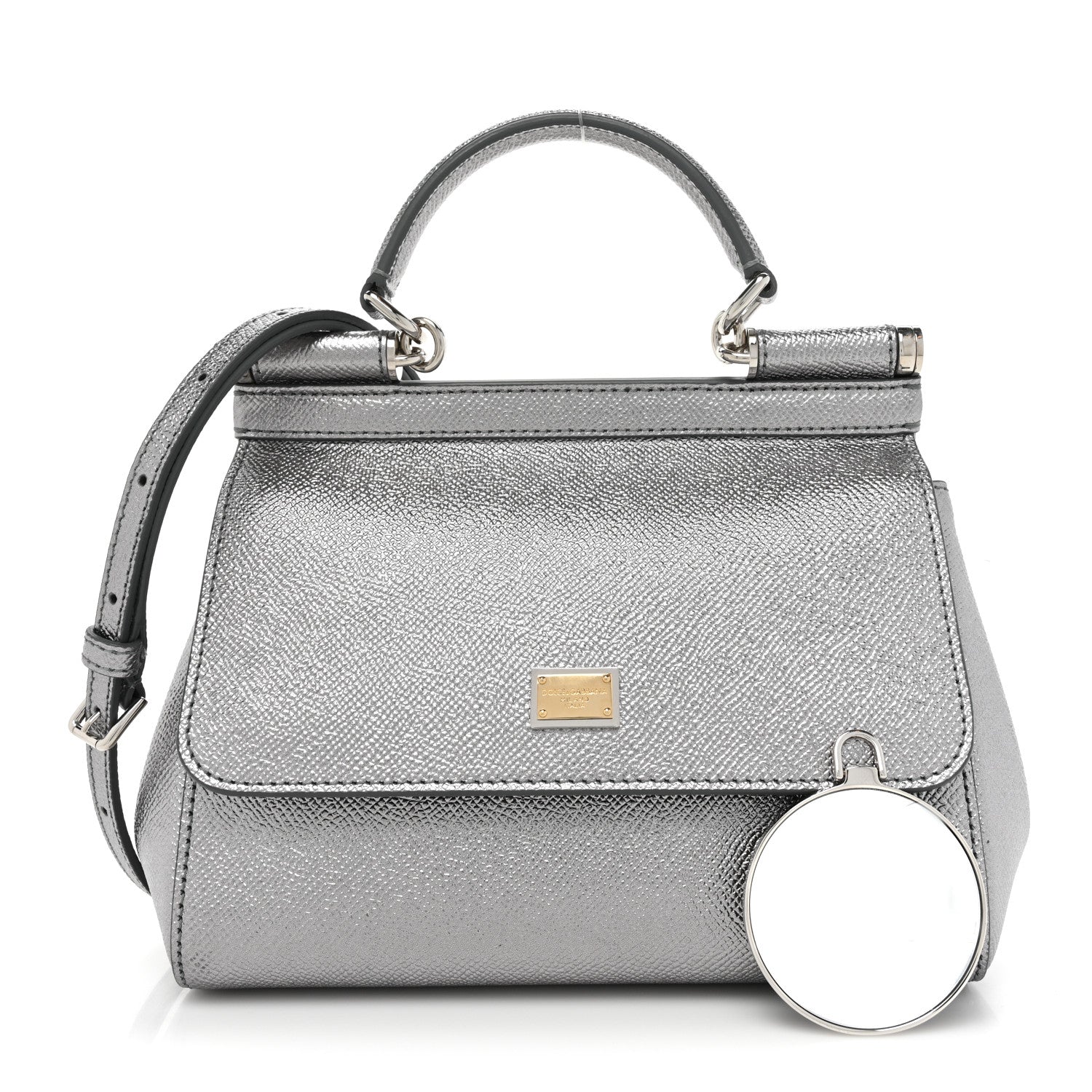 Dolce & Gabbana Metallic Dauphine Mini Miss Sicily Satchel Argento 3 of 11