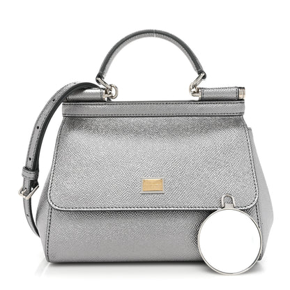 Dolce & Gabbana Metallic Dauphine Mini Miss Sicily Satchel Argento 3 of 11