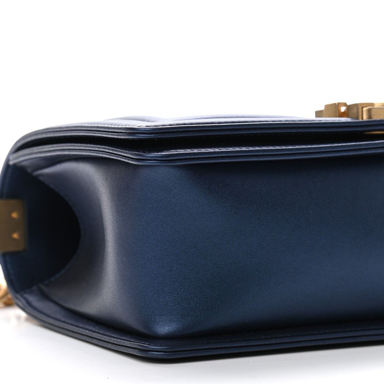 Chanel Metallic Calfskin Quilted Medium Boy Flap Navy Blue 8 of 9