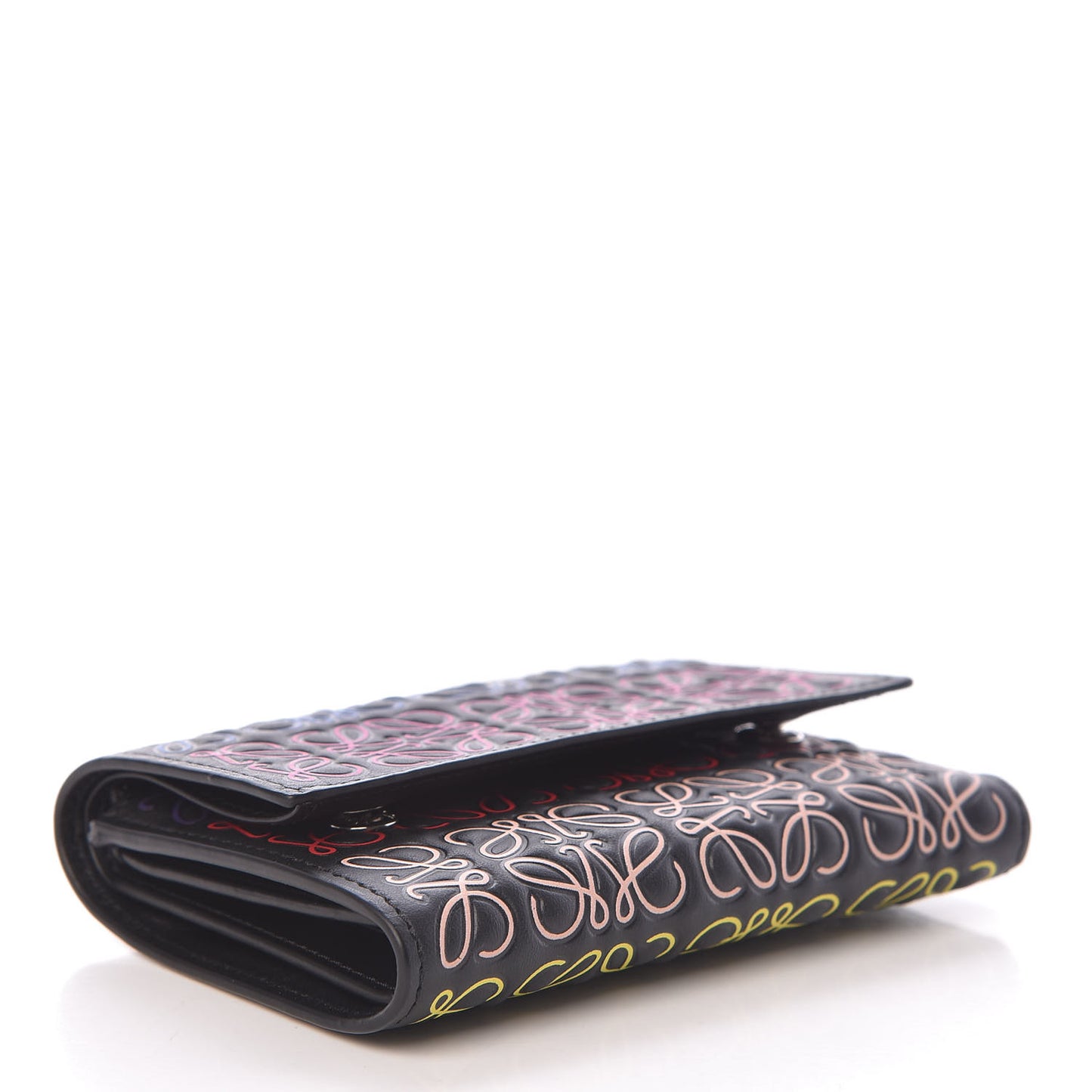 Calfskin Embossed Repeat Small Vertical Wallet Black Multicolor