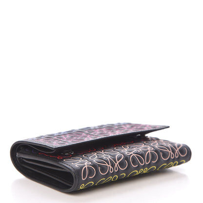 Loewe Calfskin Embossed Repeat Small Vertical Wallet Black Multicolor 4 of 8