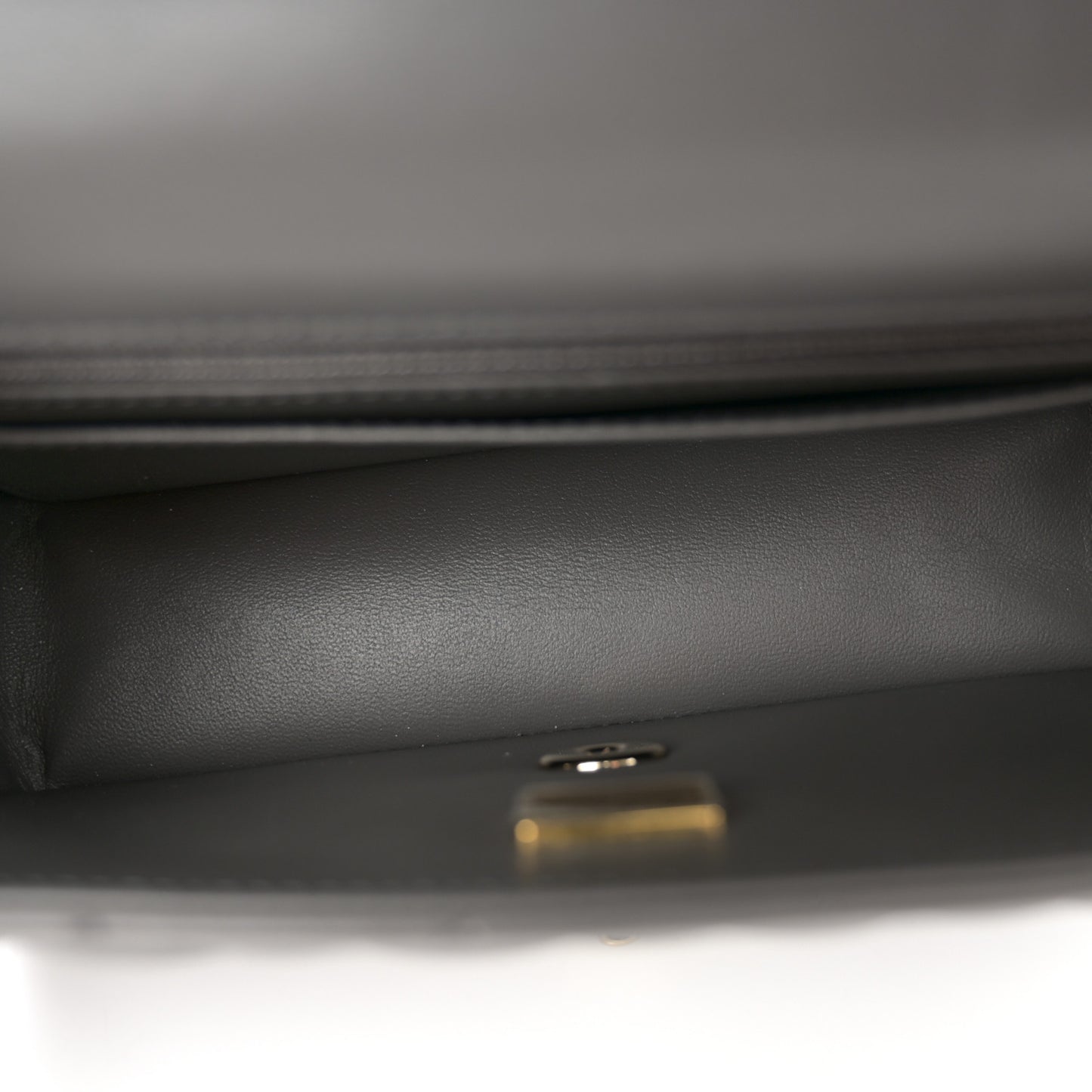 Lambskin Quilted Mini Rectangular Flap Dark Grey