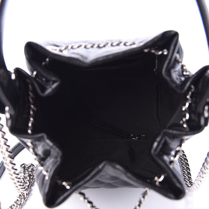 Chanel Grained Calfskin Quilted CC Chain Bucket Drawstring Bag Black 6 of 12