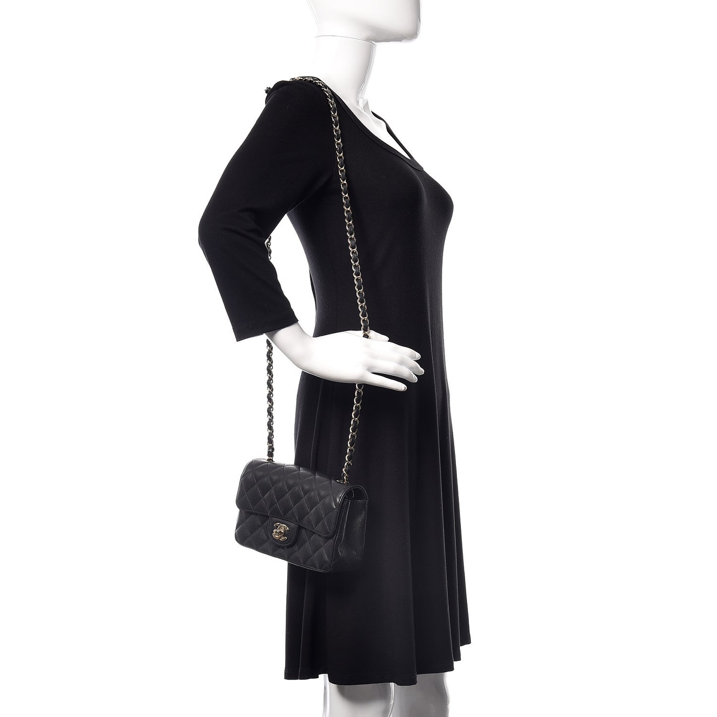 Caviar Quilted Mini Rectangular Flap Black