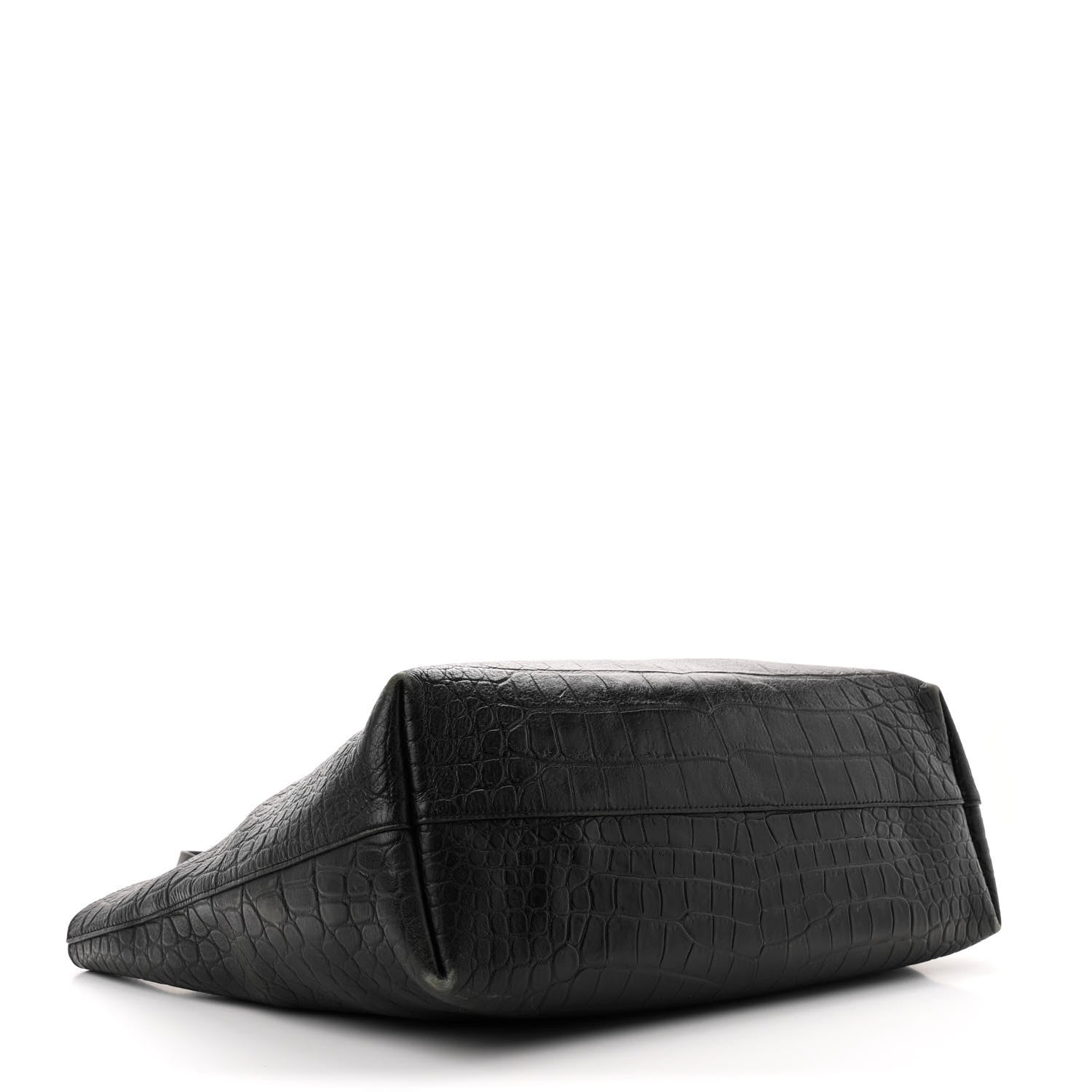 Saint Laurent Calfskin Crocodile Embossed Shopping Tote Black 5 of 14