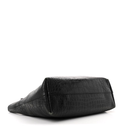 Saint Laurent Calfskin Crocodile Embossed Shopping Tote Black 5 of 14