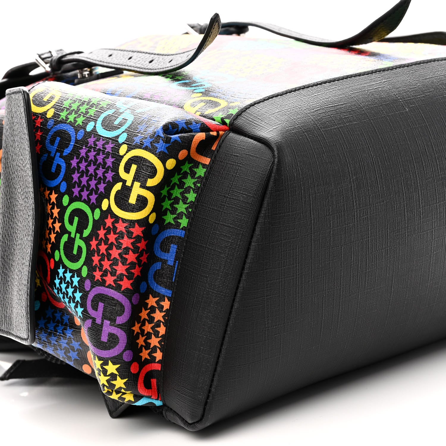 Gucci GG Supreme Monogram Psychedelic Medium Double Buckle Backpack Black Multicolor 9 of 10