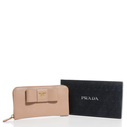 Prada Saffiano Fiocco Bow Zip Around Wallet Cammeo 5 of 9
