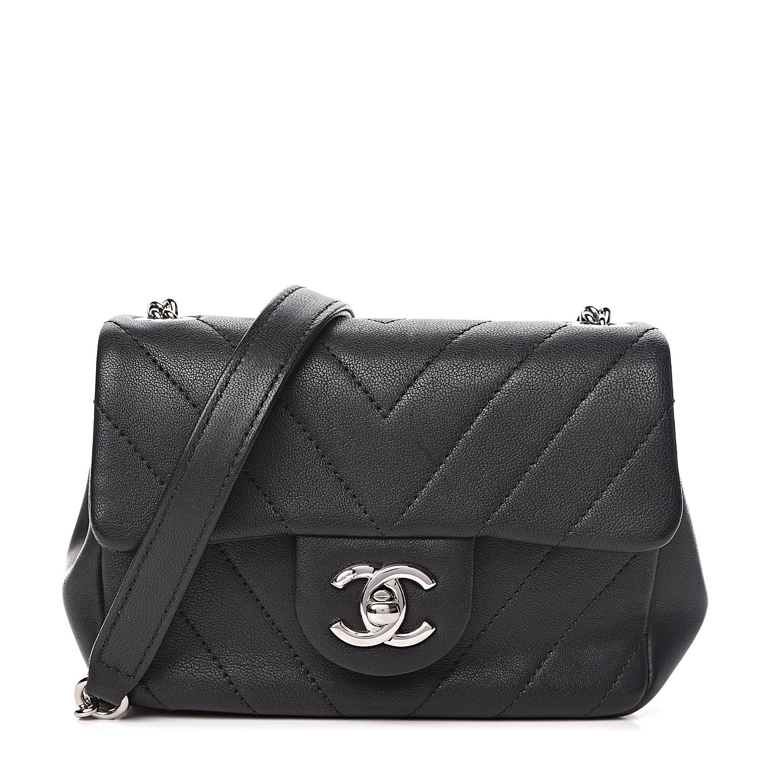 Chanel Lambskin Chevron Quilted Extra Mini Flap Black 1 of 10