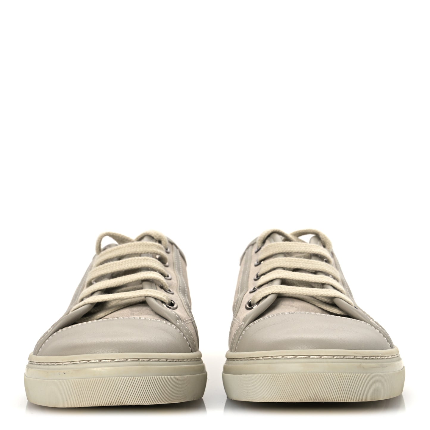 Washed Cotton GG Monogram Calfskin Womens Low Top Sneakers 35.5 White Mystic White Great White