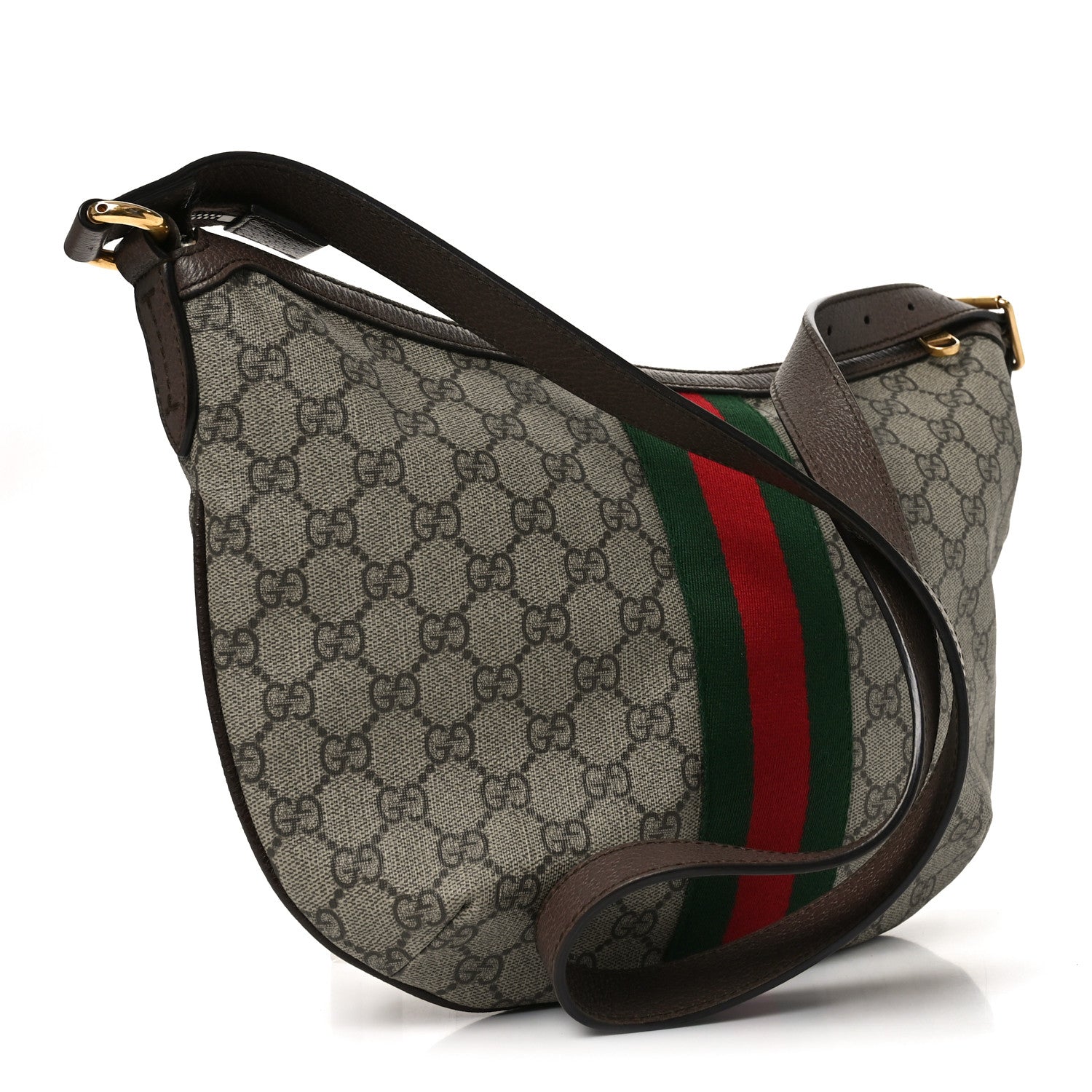 Gucci GG Supreme Monogram Web Small Ophidia Half Moon Hobo Brown 3 of 11