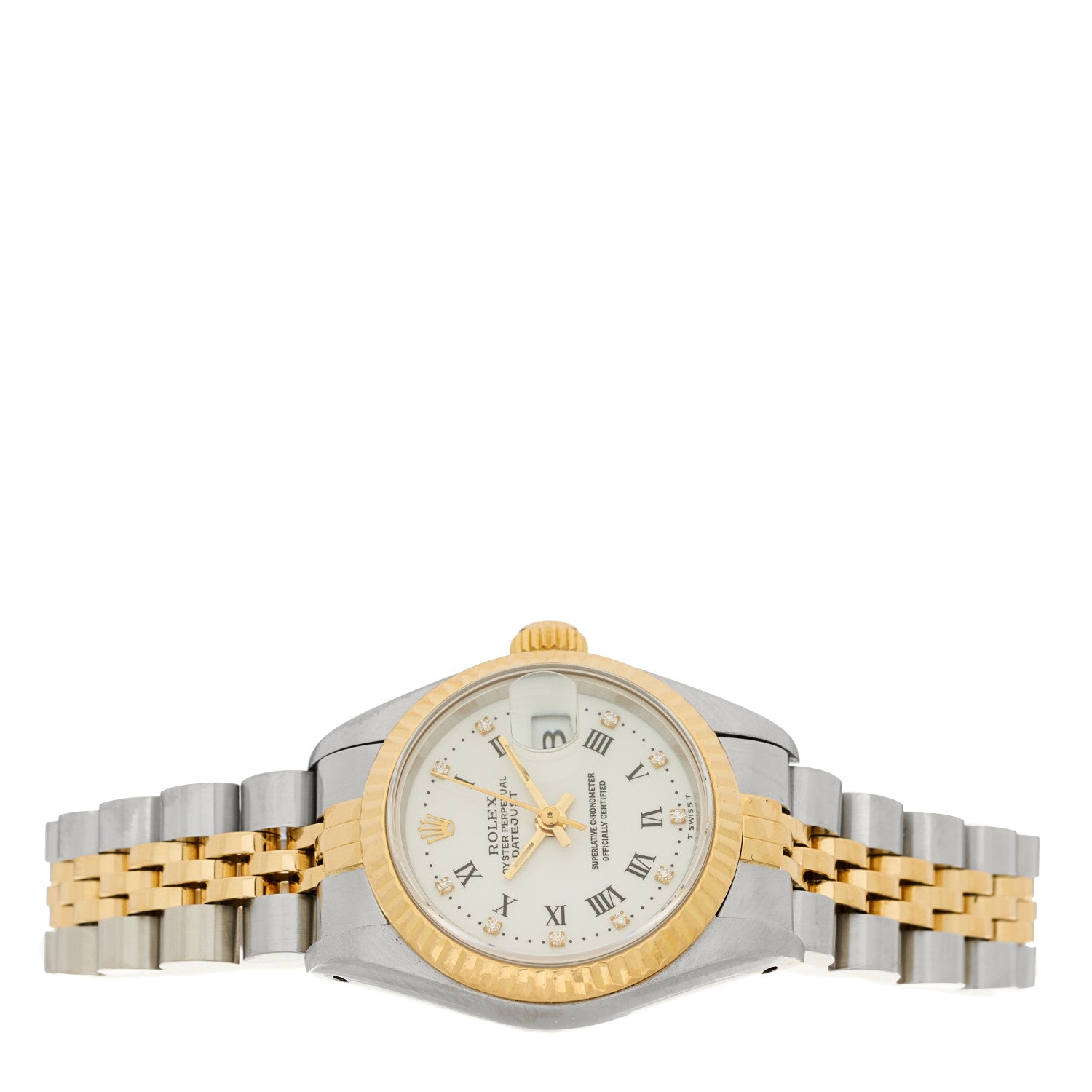 Rolex Stainless Steel 18K Yellow Gold Diamond 26mm Oyster Perpetual Datejust Watch White 69173 2 of 4