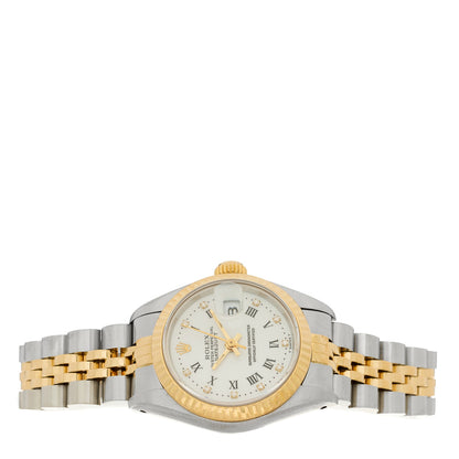 Rolex Stainless Steel 18K Yellow Gold Diamond 26mm Oyster Perpetual Datejust Watch White 69173 2 of 4